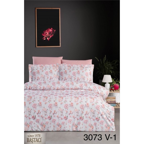 3073  Dijital Baskılı Pamuklu Çift Kişilik Nevresim Takımı V1