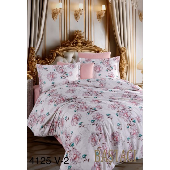 4125  Dijital Baskılı Pamuklu Çift Kişilik Nevresim Takımı V2