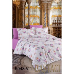 5943 Dijital Baskılı Pamuklu Çift Kişilik Nevresim Takımı V1