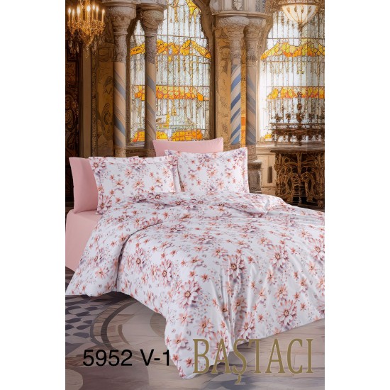 5952 Dijital Baskılı Pamuklu Çift Kişilik Nevresim Takımı V1